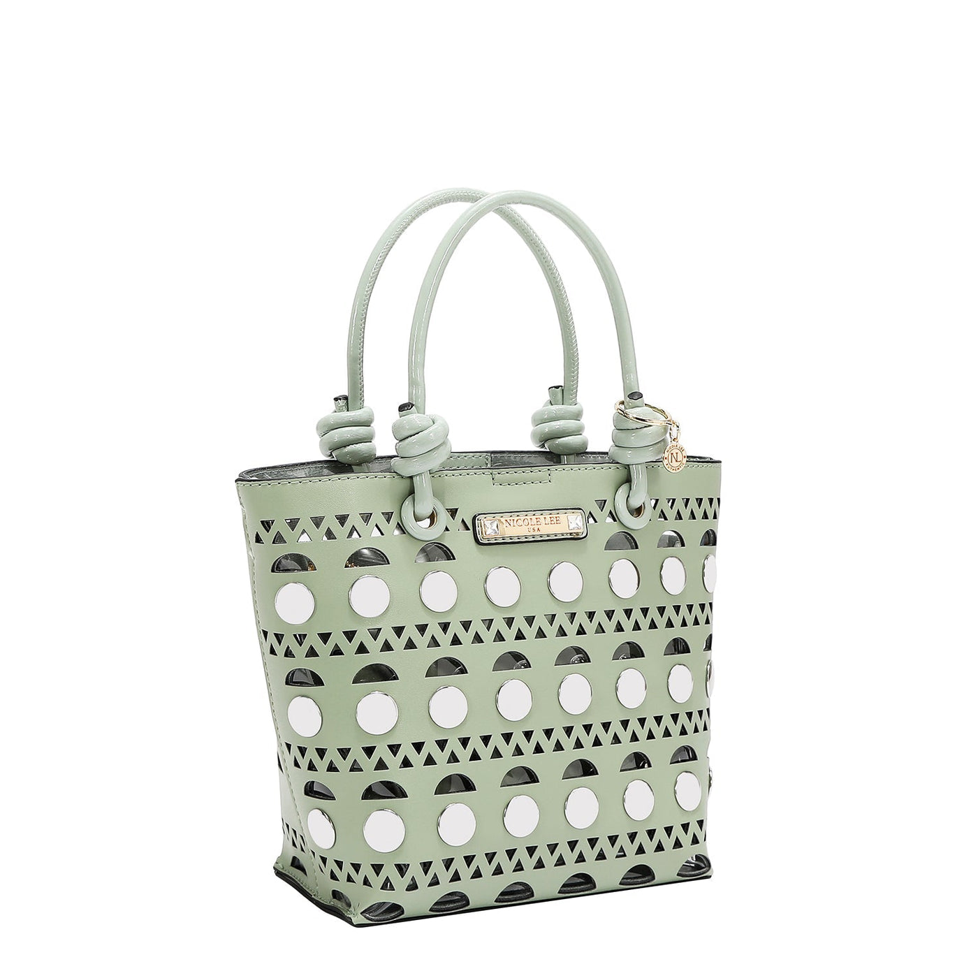 BOLSO DE CUBO DE 2 PIEZAS CON REMACHES PLATEADOS (VERDE)