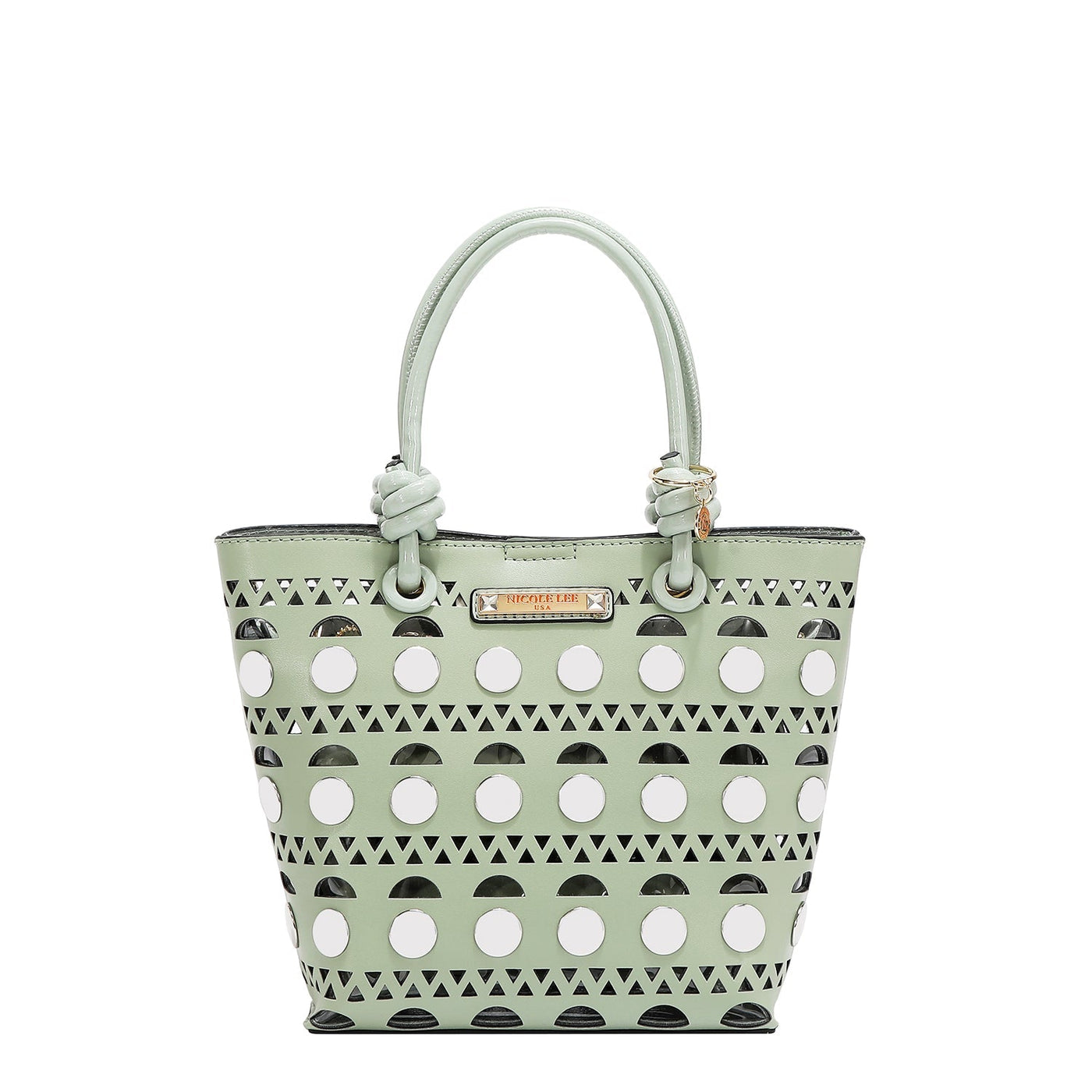 BOLSO DE CUBO DE 2 PIEZAS CON REMACHES PLATEADOS (VERDE)