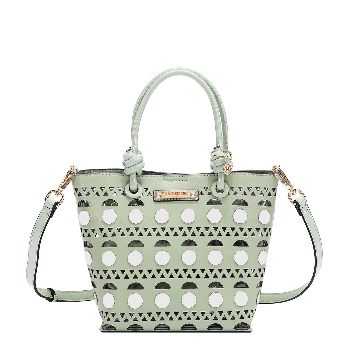 BOLSO DE CUBO DE 2 PIEZAS CON REMACHES PLATEADOS (VERDE)