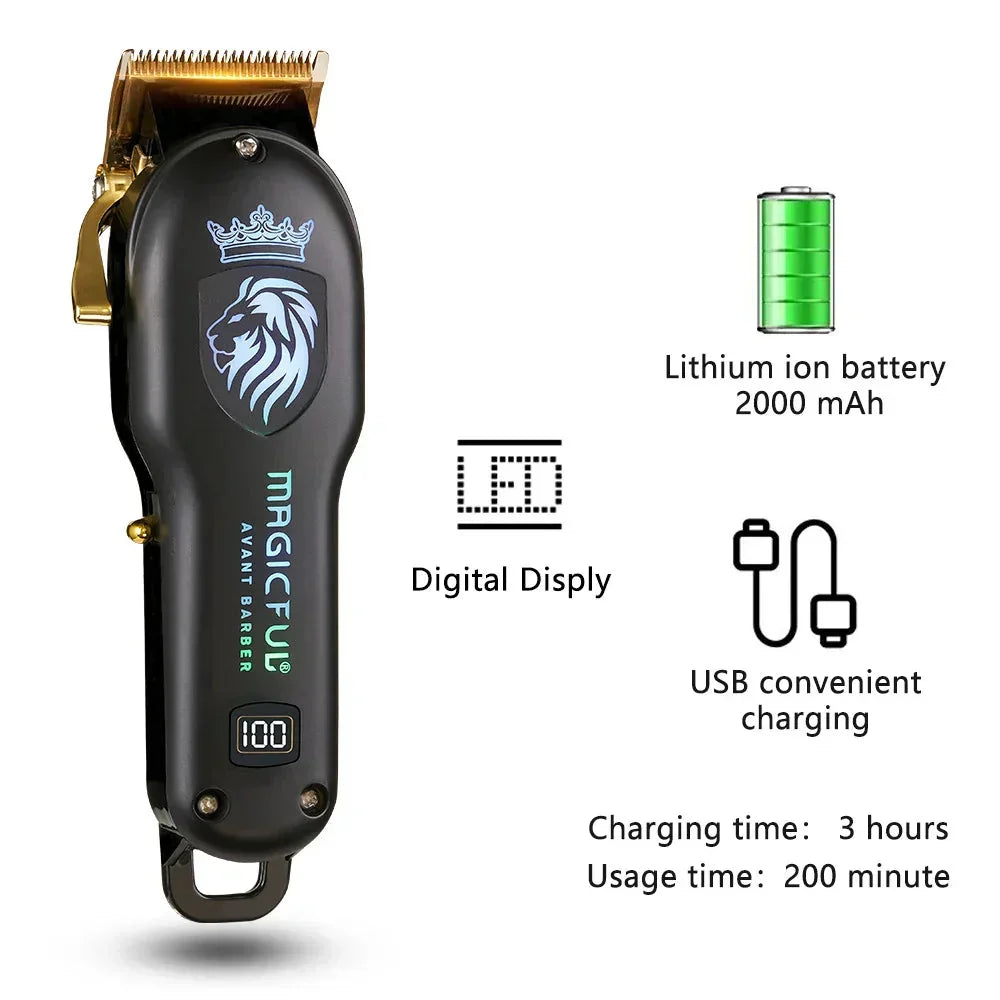 Rechargeable Hair Clipper High Performance Electric Trimmer for Men Black