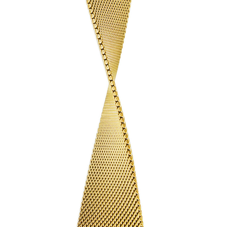 Bracelet Milanais en Acier Inoxydable Maille Tissée Boucle Infinie - Le Melbourne Doré Grande Taille - Compatible avec Apple Watch 42mm à 45mm