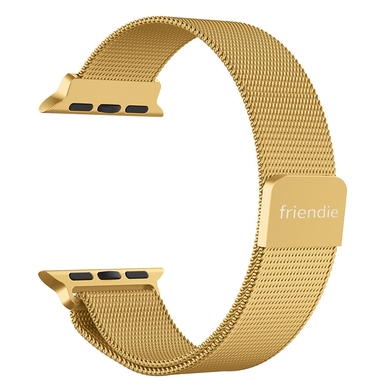 Bracelet Milanais en Acier Inoxydable Maille Tissée Boucle Infinie - Le Melbourne Doré Grande Taille - Compatible avec Apple Watch 42mm à 45mm