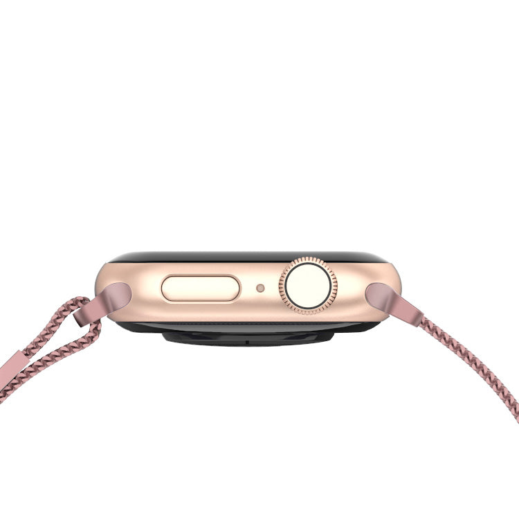 Bracelet à mailles milanaises en acier inoxydable à boucle infinie – Le Melbourne en or rose, taille L – Compatible avec Apple Watch 42 mm à 45 mm