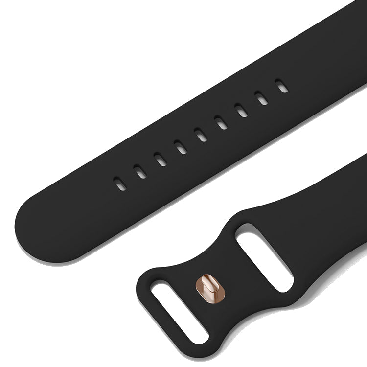 Silicone Sports Band Black with Gold Pin - The Noosa Large - Compatible with Apple Watch Size 42mm to 45mm