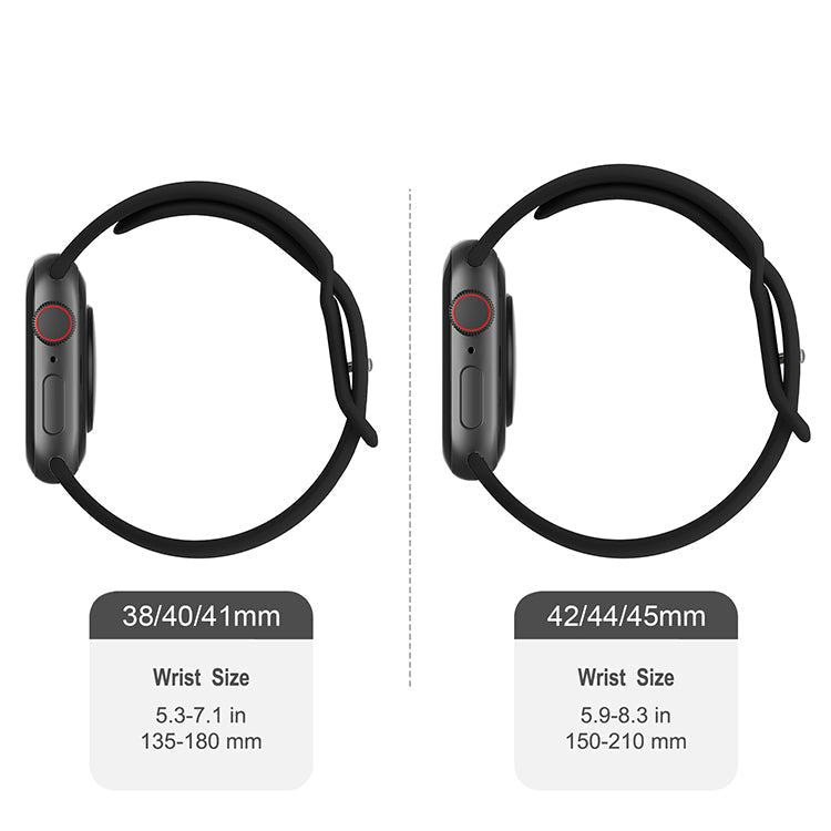Silicone Sports Band Black with Silver Pin - The Noosa Small - Compatible with Apple Watch Size 38mm to 41mm