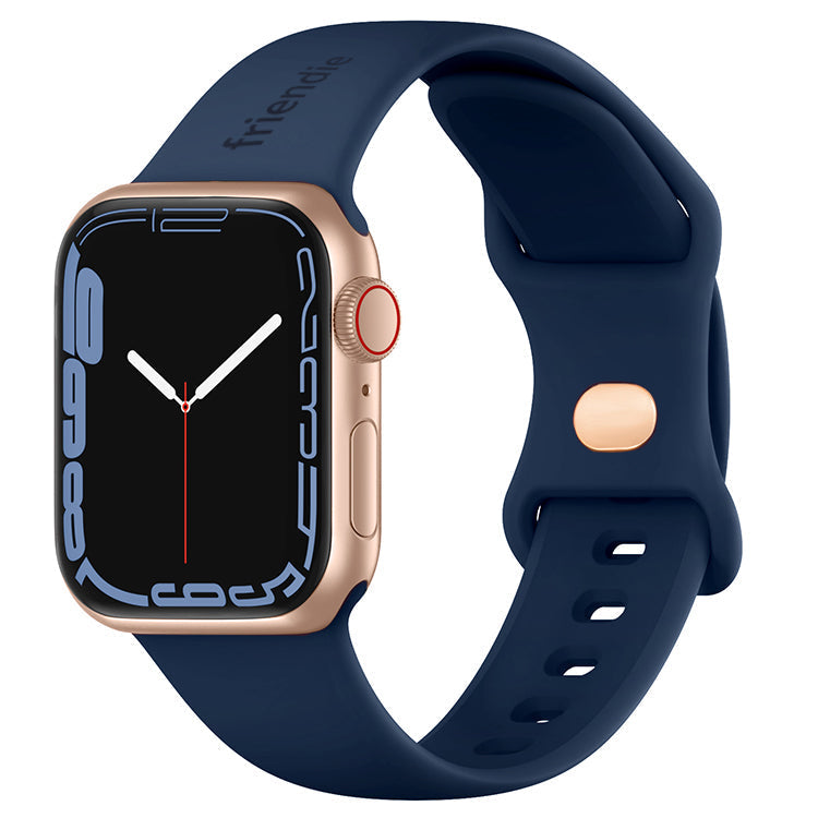 Bracelet Sport en Silicone Bleu Marine avec Broche Dorée - Le Noosa Large - Compatible avec Apple Watch Taille 42mm à 45mm