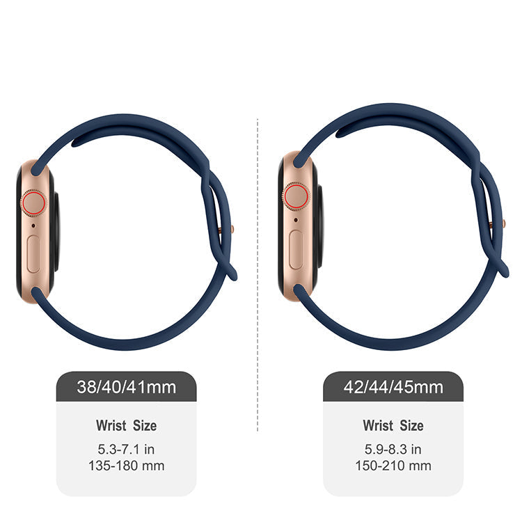 Bracelet Sport en Silicone Bleu Marine avec Broche Dorée - Le Noosa Large - Compatible avec Apple Watch Taille 42mm à 45mm
