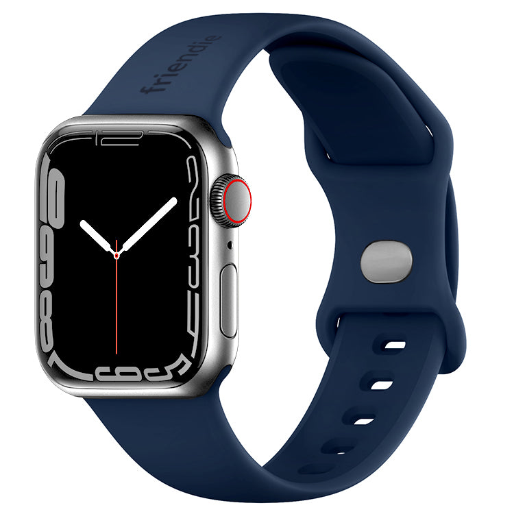 Silicone Sports Band Navy Blue with Silver Pin - The Noosa Large - Compatible with Apple Watch Size 42mm to 45mm