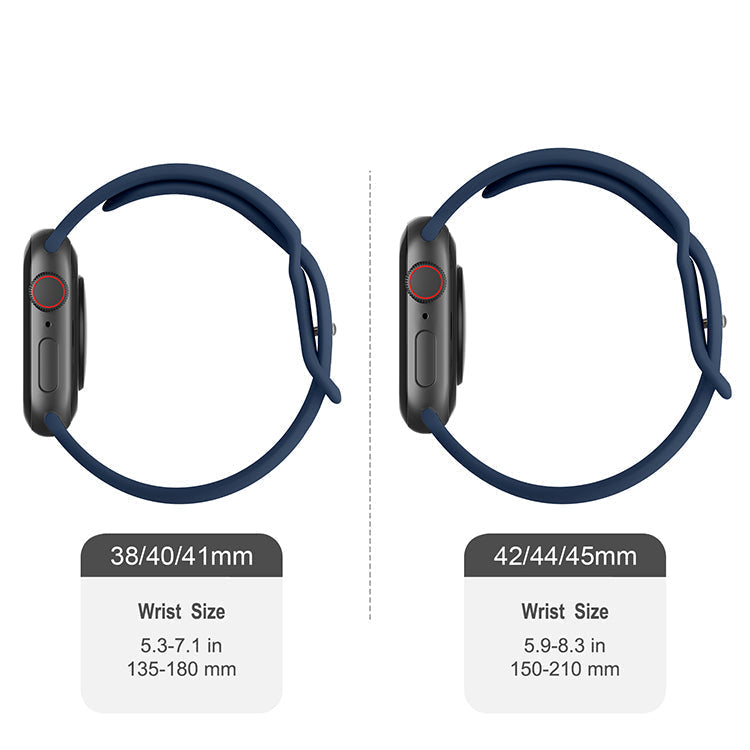 Silicone Sports Band Navy Blue with Silver Pin - The Noosa Large - Compatible with Apple Watch Size 42mm to 45mm