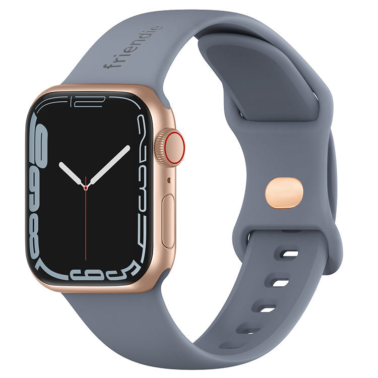 Bracelet sport en silicone Gris Poussière d'Étoile avec Boucle Dorée - Le Noosa - Compatible avec Apple Watch tailles 38mm à 41mm