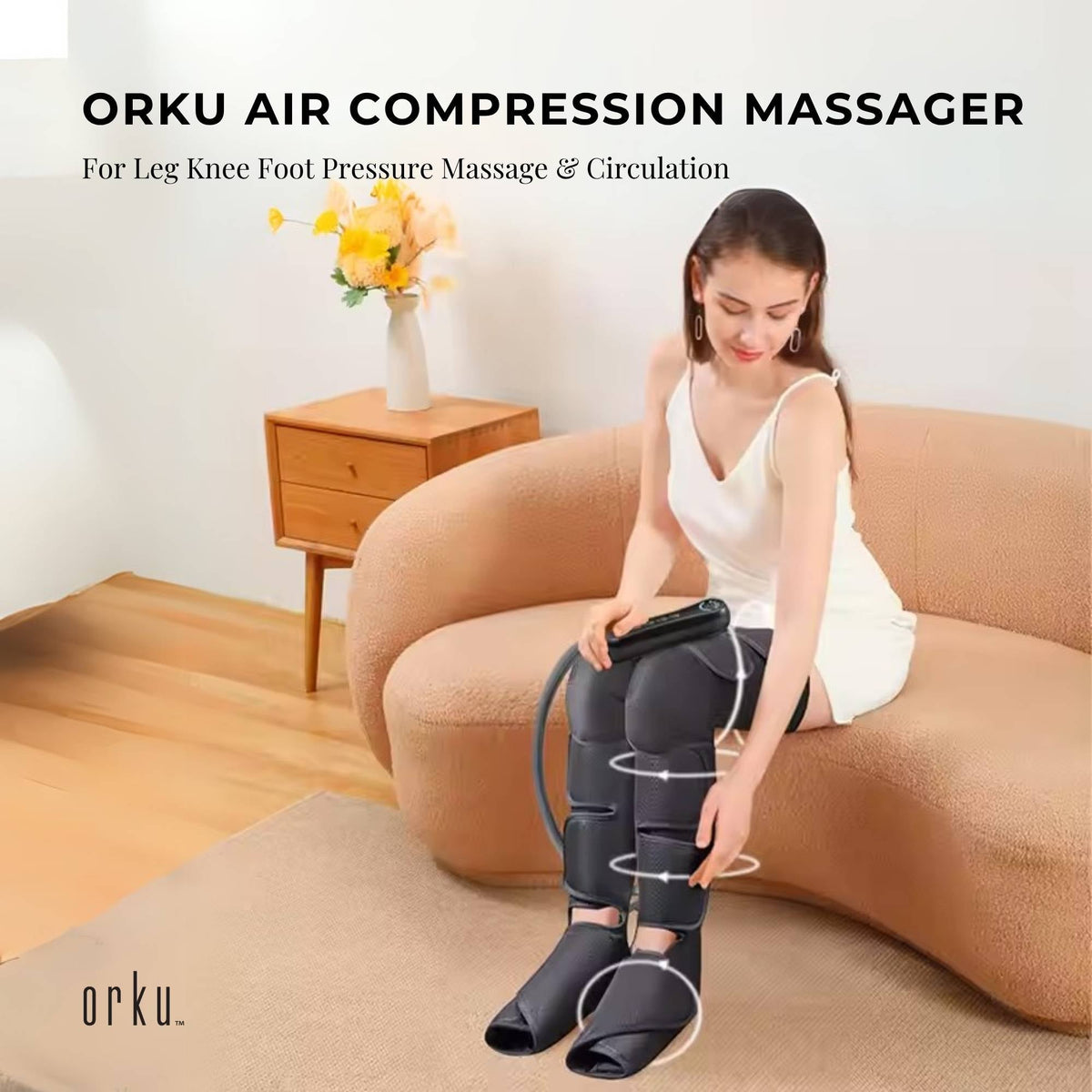 Masseur pour pieds, genoux et jambes à compression d'air Orku avec chaleur - Relaxation et récupération