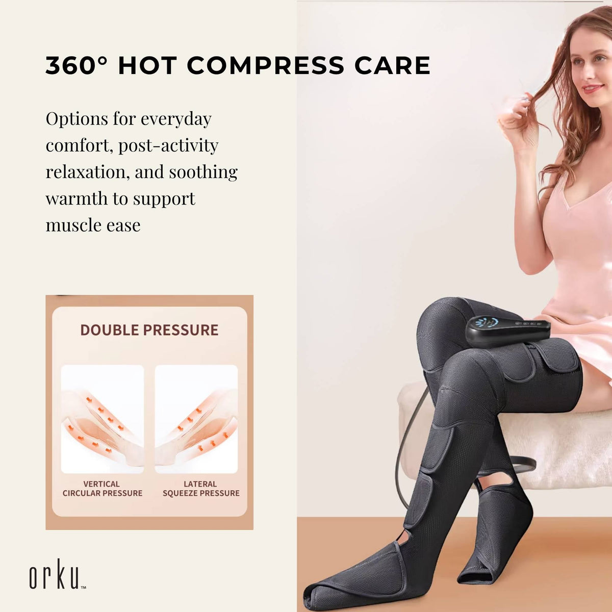 Masseur pour pieds, genoux et jambes à compression d'air Orku avec chaleur - Relaxation et récupération