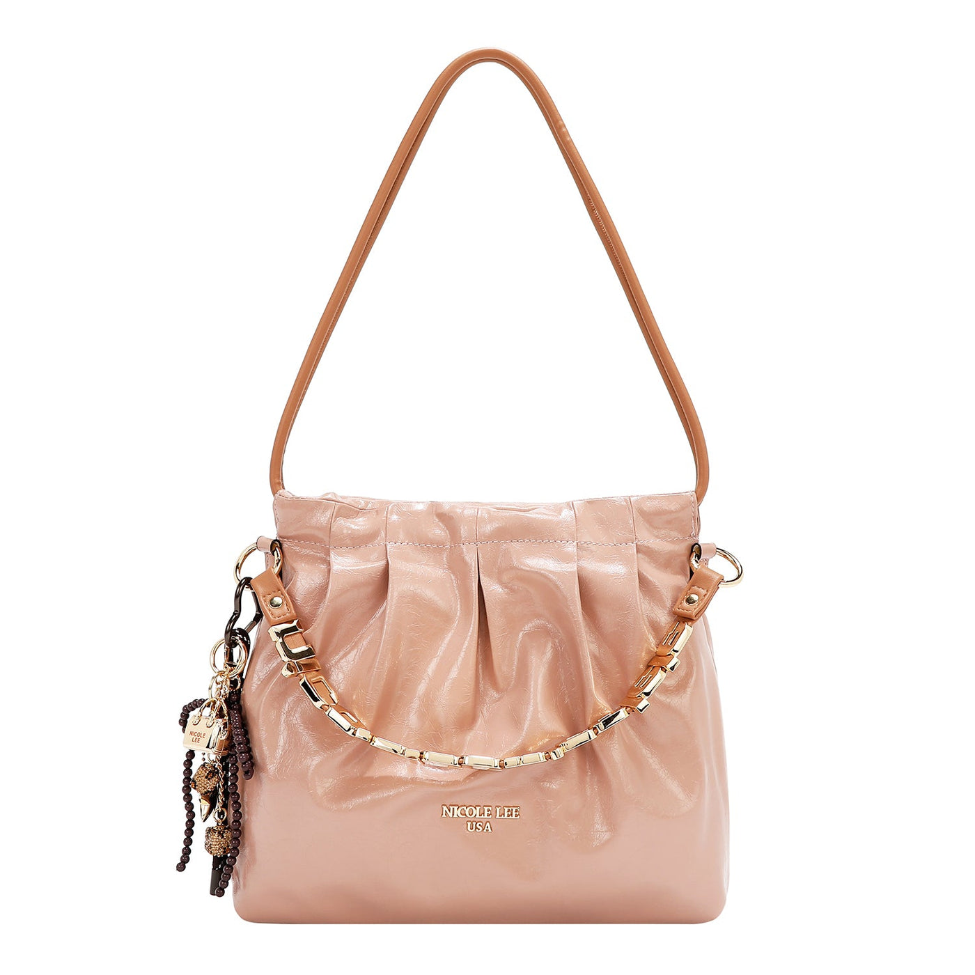 BOLSA DE HOMBRO CUADRADA DE LUJO SHIMMER (ROSA)
