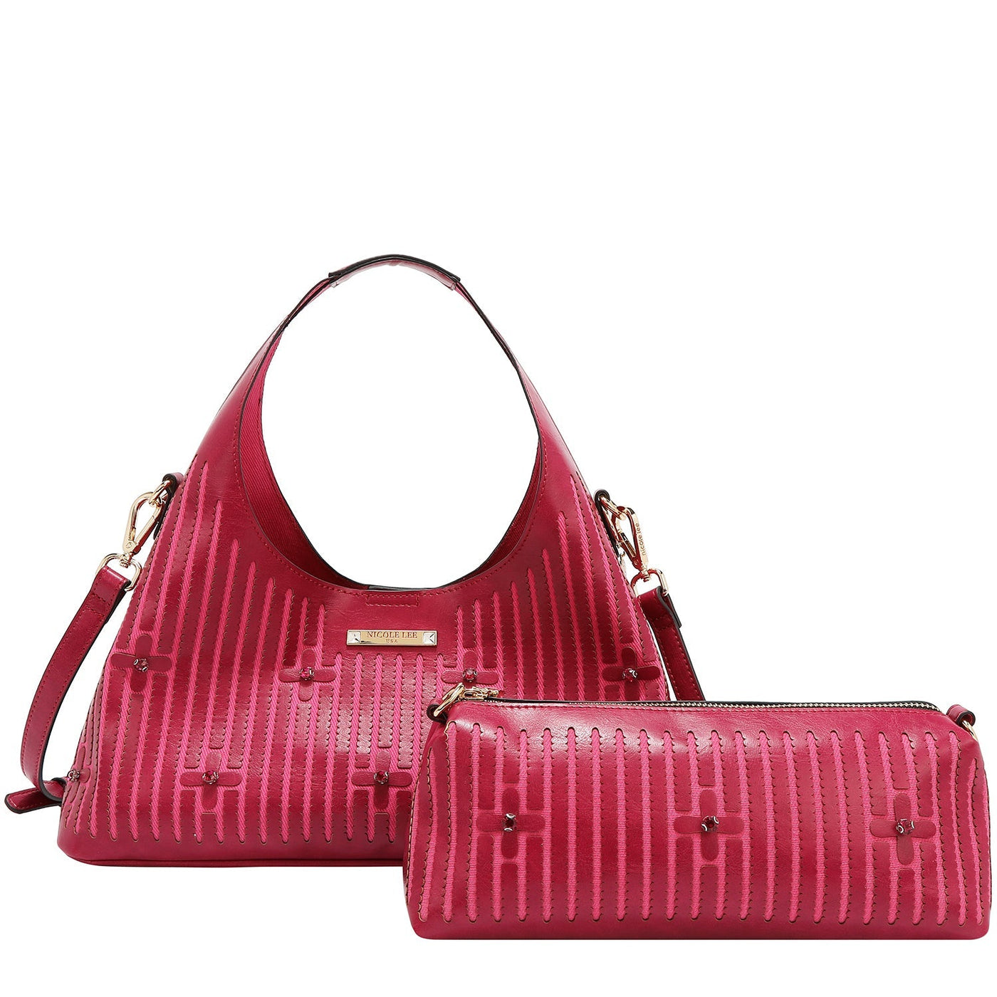 BOLSO DE MANO CON COSTURA (ROSA)