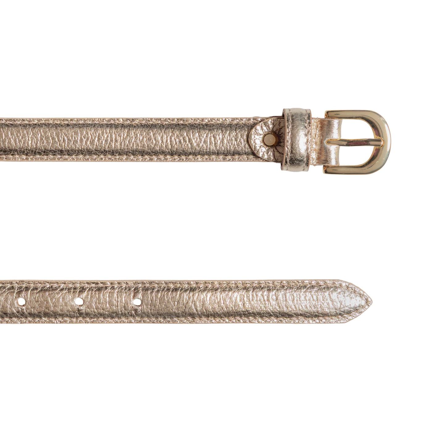 RB4021AS | Women's Belt Made in Italy in Genuine Dollar Grain Leather. Polished Gold-Finish Buckle. Gold Color. Dimensions: 115 x 2.0 x 0.5 cm (waistline 100 cm)