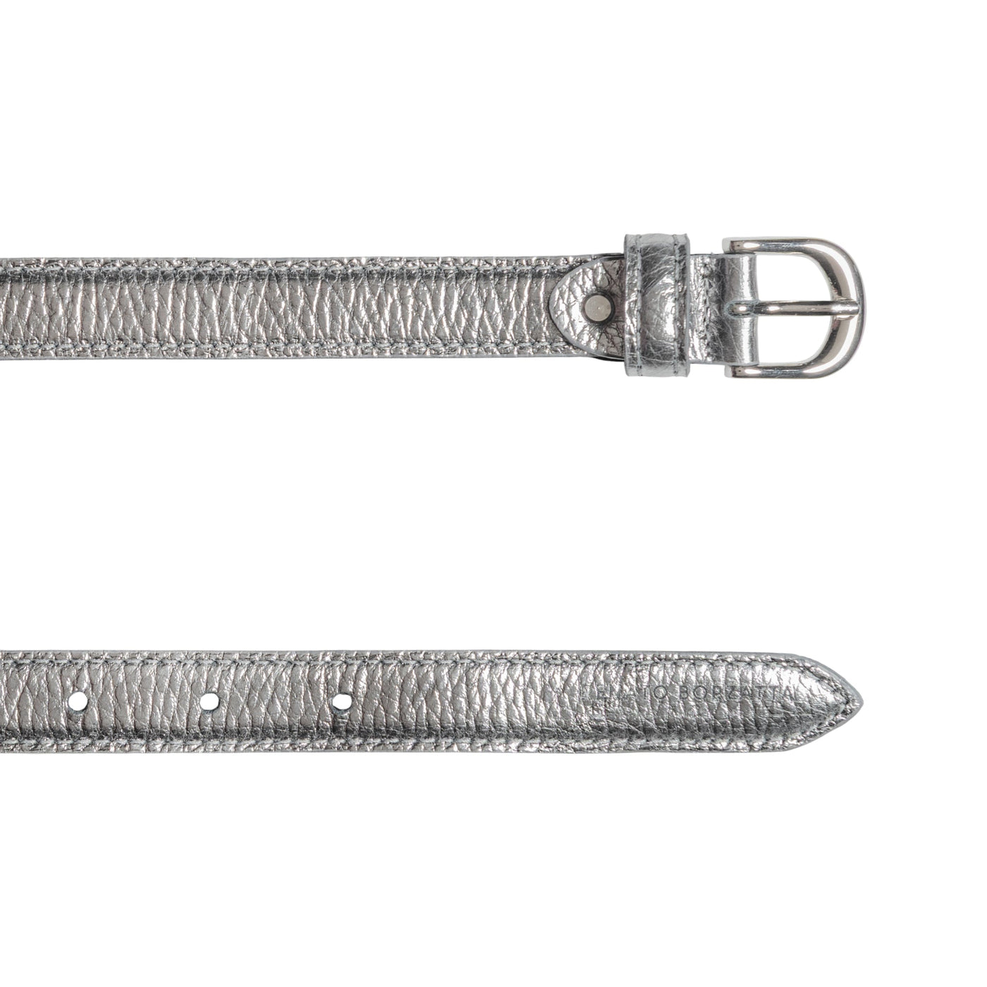 RB4021AY | Women's Belt Made in Italy in Genuine Dollar Grain Leather. Polished Silver Buckle. Gunmetal Color. Dimensions: 115 x 2.0 x 0.5 cm (waistline 100 cm)