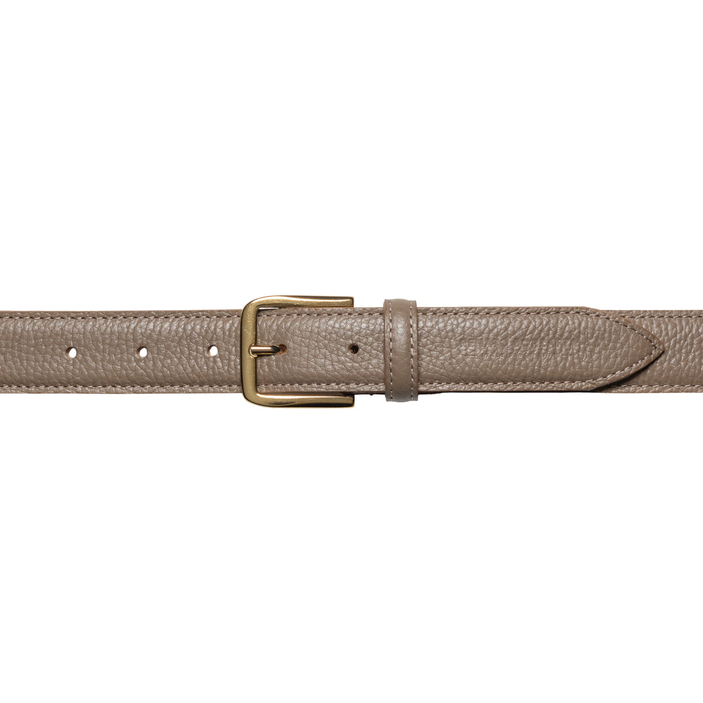 RB4023AQ | Women's Belt Made in Italy in Genuine Dollar Grain Leather. Polished Gold-Finish Buckle. Taupe Color. Dimensions: 115 x 3.0 x 0.5 cm (waistline 100 cm)