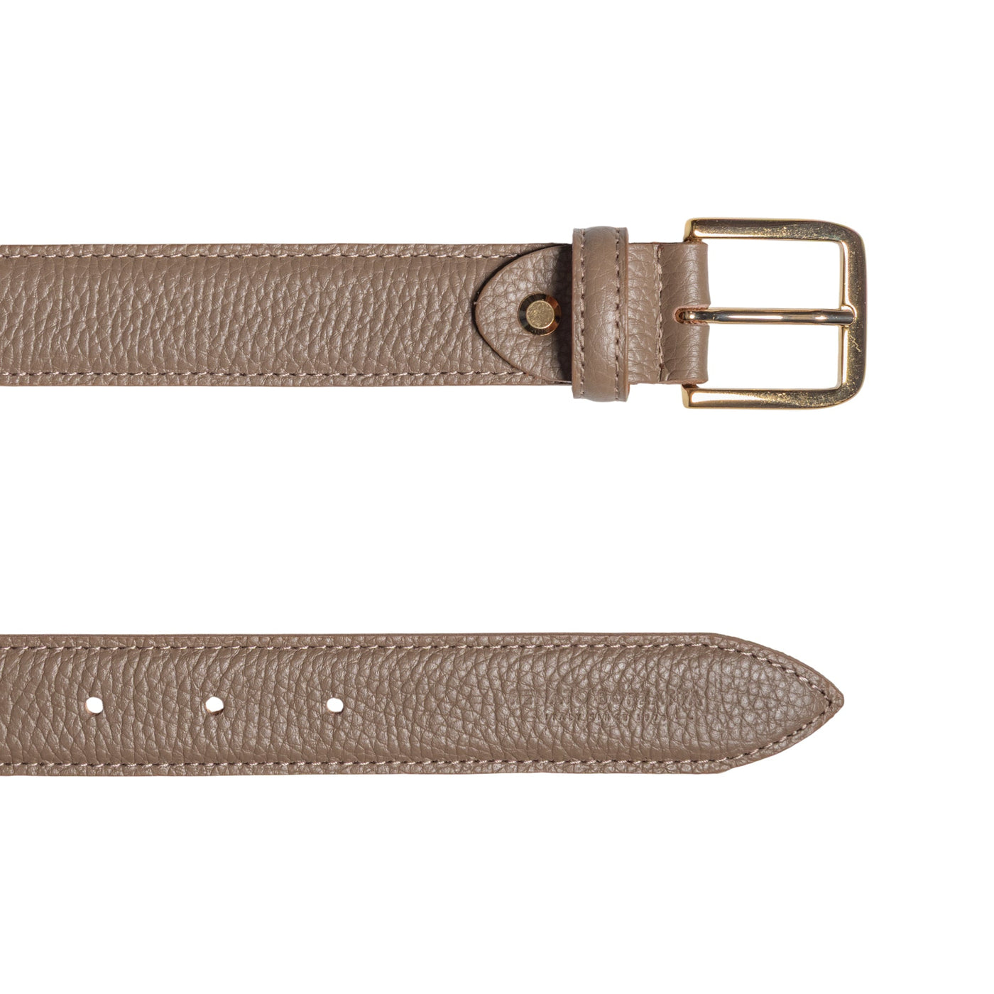 RB4023AQ | Women's Belt Made in Italy in Genuine Dollar Grain Leather. Polished Gold-Finish Buckle. Taupe Color. Dimensions: 115 x 3.0 x 0.5 cm (waistline 100 cm)
