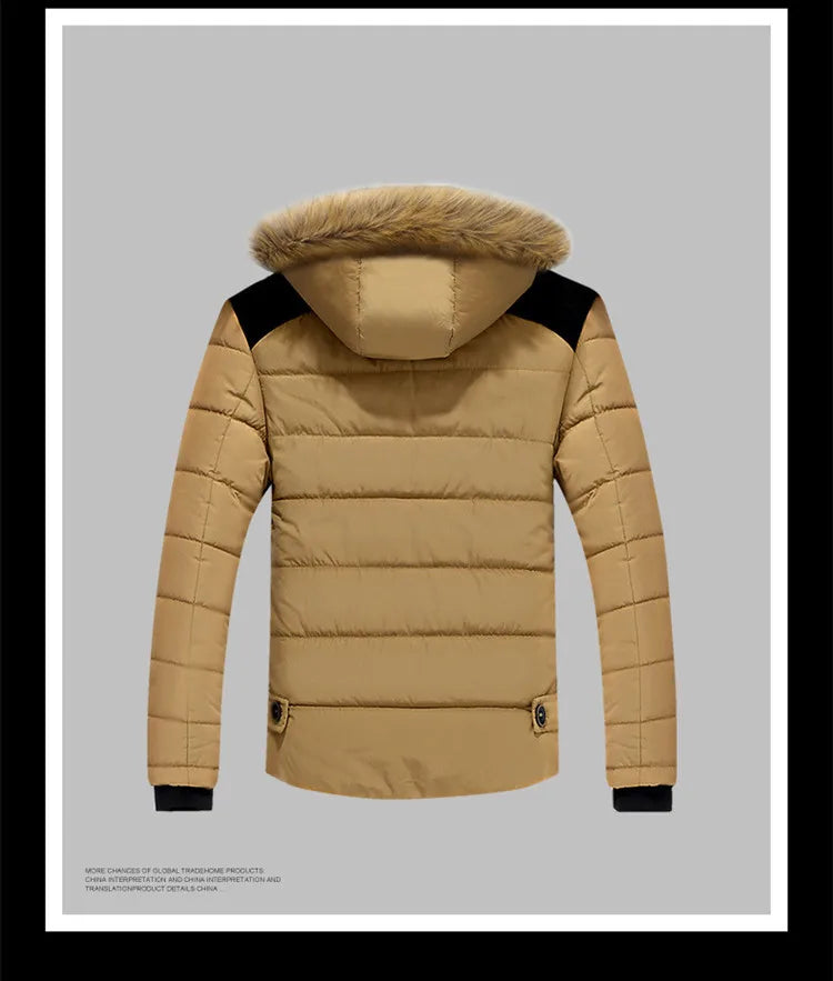 Men's Thick Hooded Winter Parka Jacket Coat (Khaki)