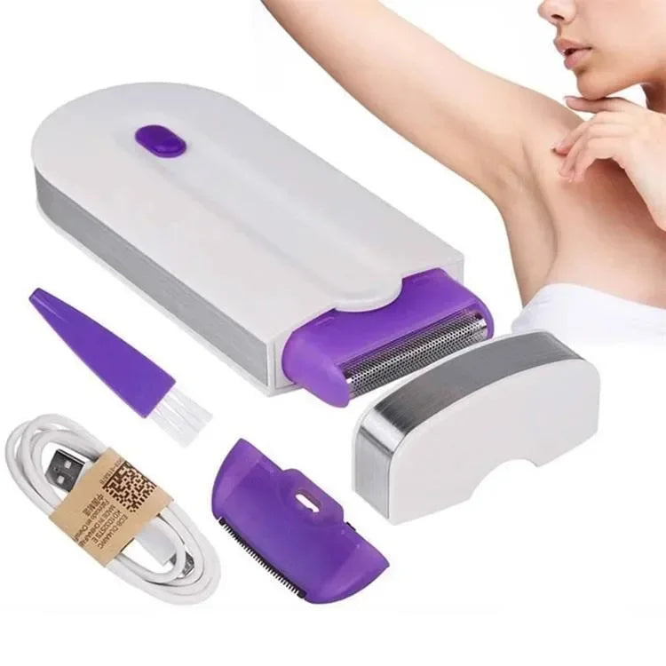 Kit d'épilation indolore Rasoir électrique pour femme blanc
