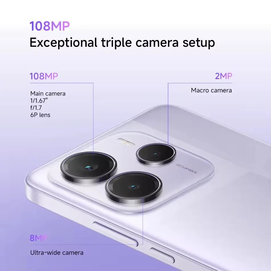 Versão Global Xiaomi Redmi Note 14 5G Smartphone 5G MTK Dimensity 7025-Ultra Câmera de 108MP 5110mAh Carregamento Turbo de 45W NFC