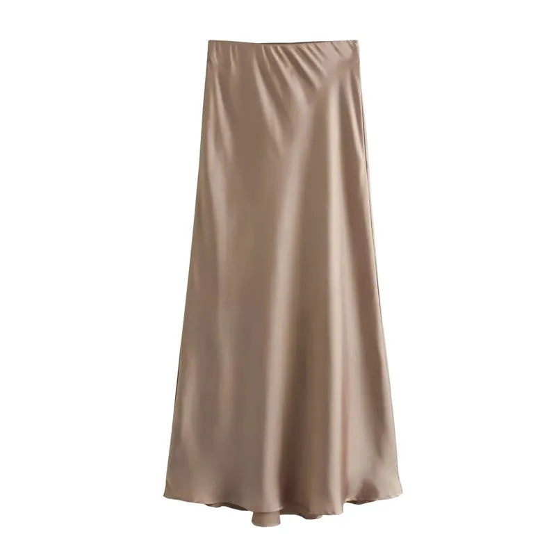 Refined Silk Midi Skirt