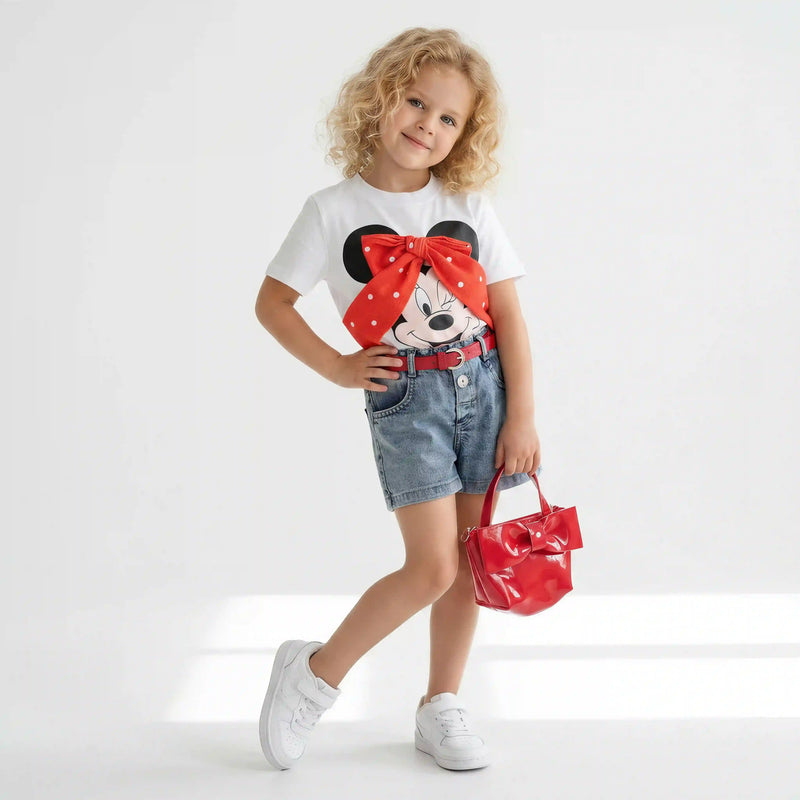 Red Denim Girls Set & Bag
