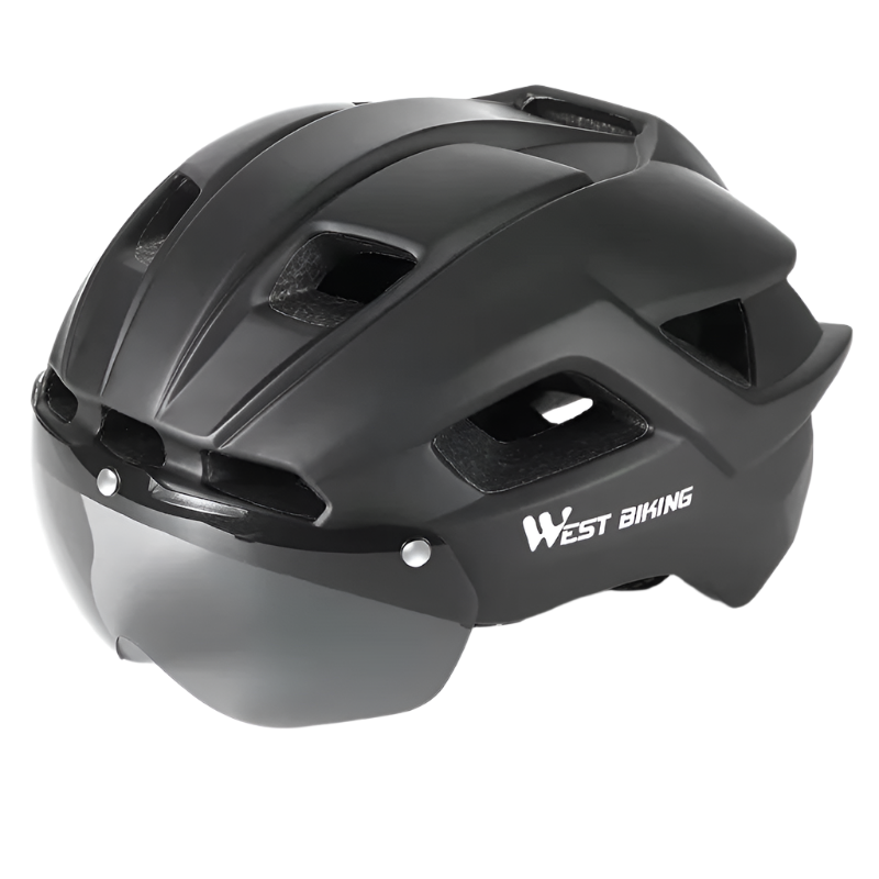 Casque de vélo ultraléger avec lunettes magnétiques et feu arrière LED en titane
