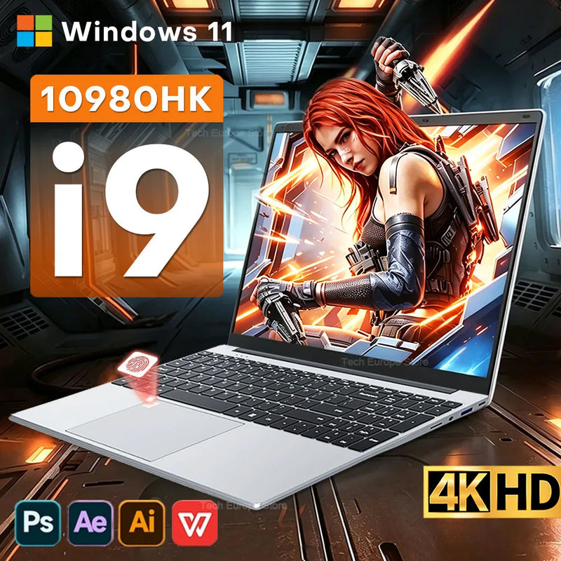 Laptop Intel Core i9 10980HK com Windows 11, Tela de 15.6'', 16GB de RAM, SSD de 1TB/2TB, para Jogos e Negócios, com Leitor de Impressão Digital.