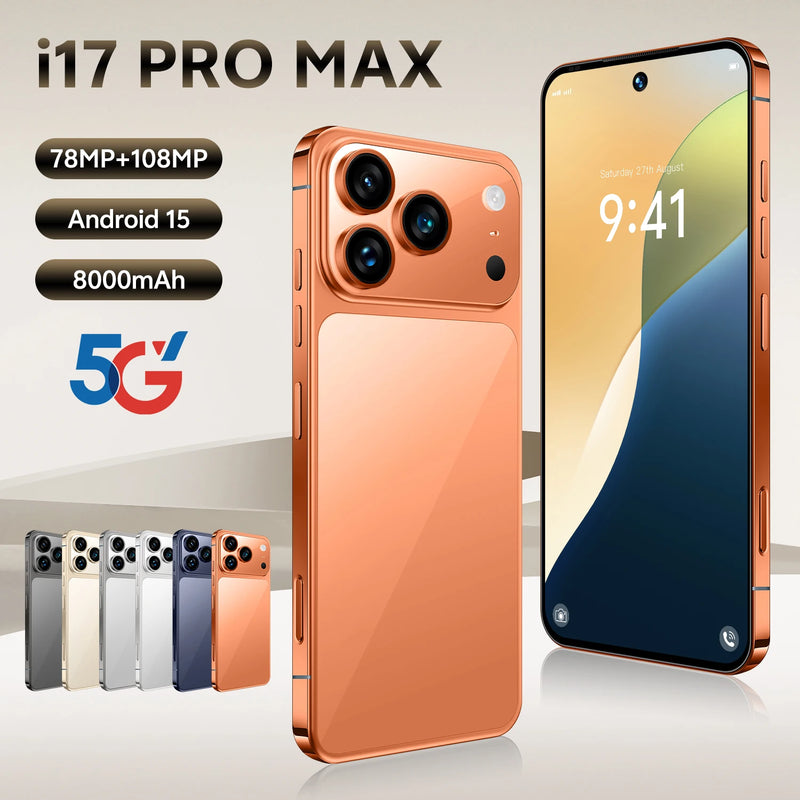2025 NOVO I17 Pro Max 5G 16GB 1TB original inteligente 5G dual chip dual standby sistema Android 15 versão global bateria de 7800mAh