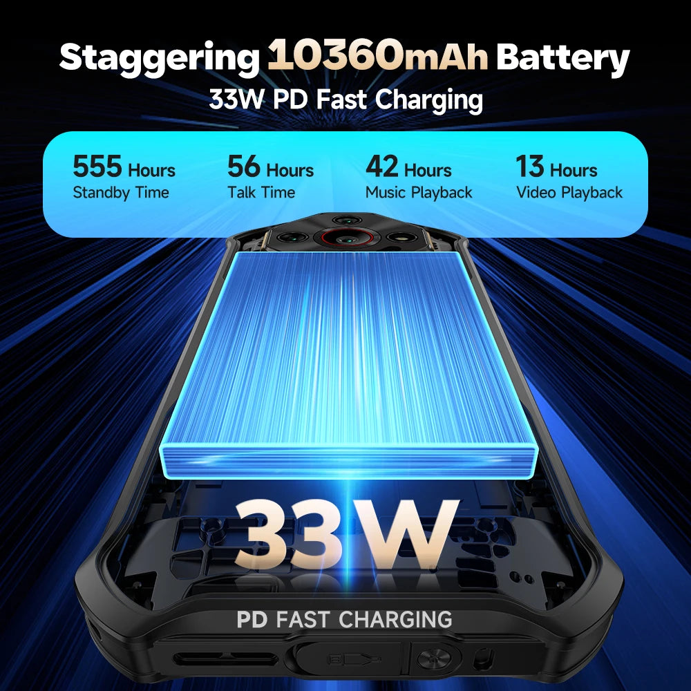 Ulefone Armor X16 4G Smartphone Robusto Android 15 Até 12GB+128GB 10360mAh Lanterna de Alta Luminosidade Câmera Principal de 48MP