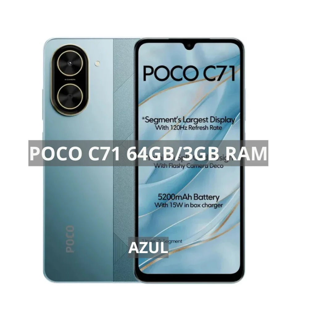 Poco C71 4G 64GB+3GB RAM, Processador UNISOC T7250, Câmera 32 MP, Versão Global , Bateria 5200mAh ﻿ ﻿