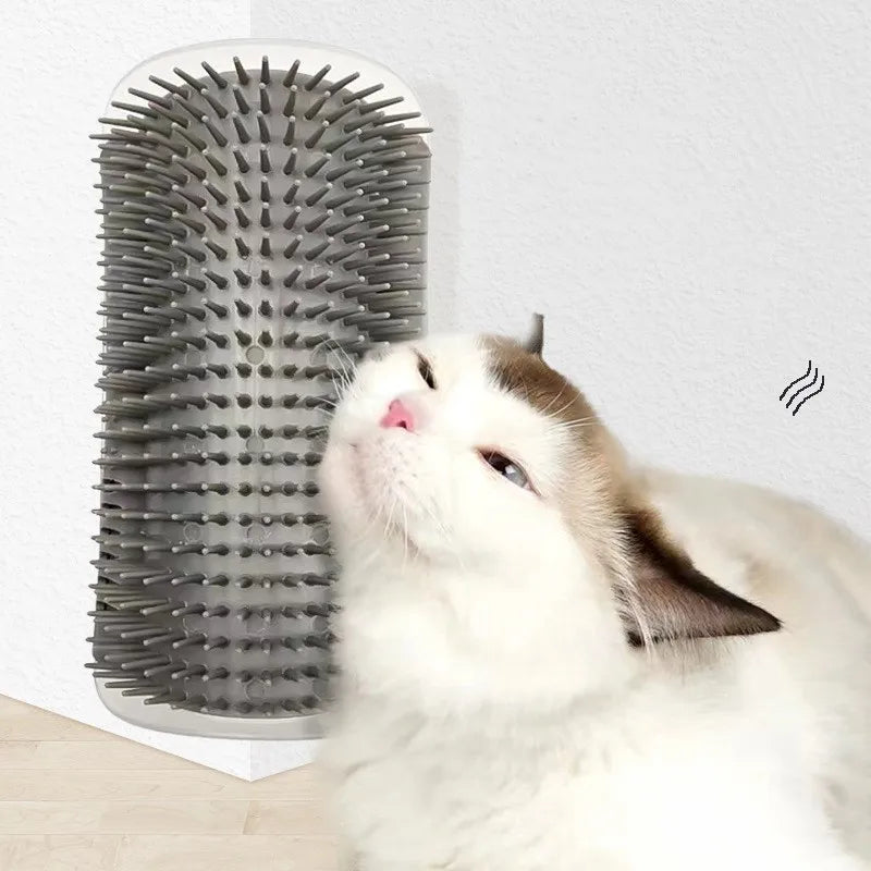 Brosse de Massage et Grattoir d'Angle pour Chat, Brosse d'Angle Amovible pour le Toilettage et l'Épilation des Chats et Chaton