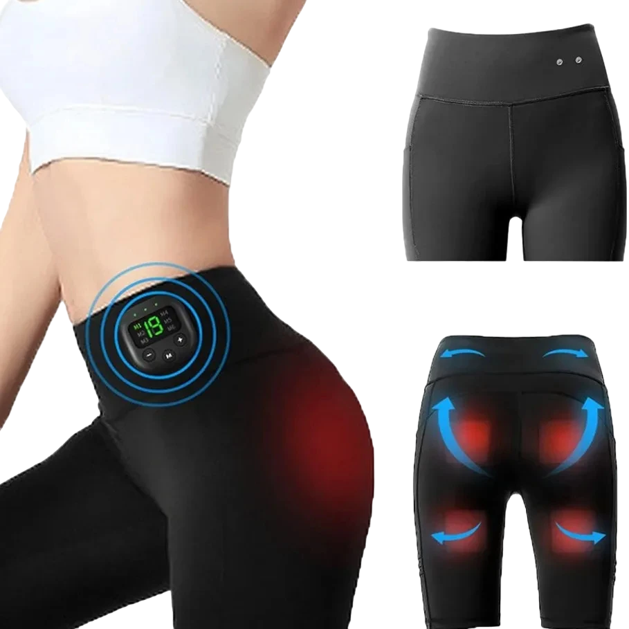 Shorts de yoga taille haute stimulateur musculaire EMS – 8 modes, 19 niveaux d'intensité XL