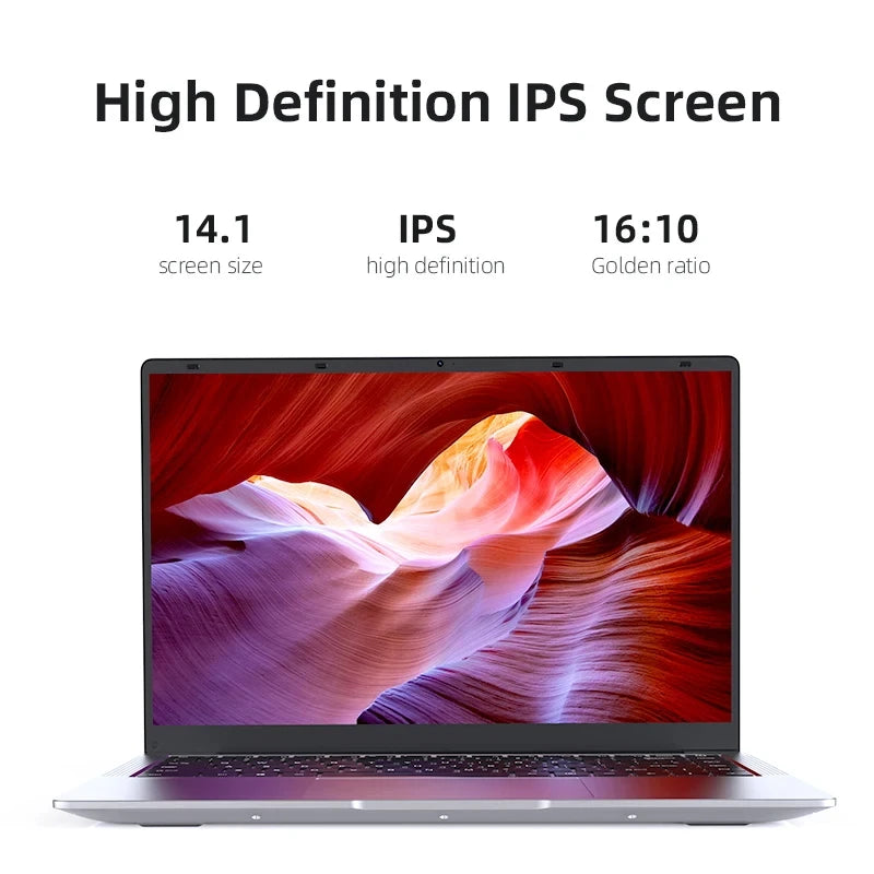 Ordinateur portable Xiaman avec écran HD de 14,1 pouces, Windows 11 Pro, Intel Atom A3950, ordinateur portable léger pour le bureau et les études