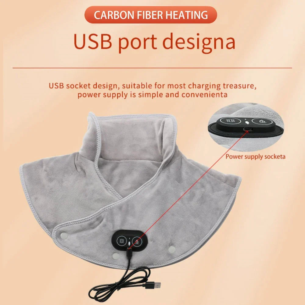 Appareil de massage électrique cervical et dorsal vibrant gris