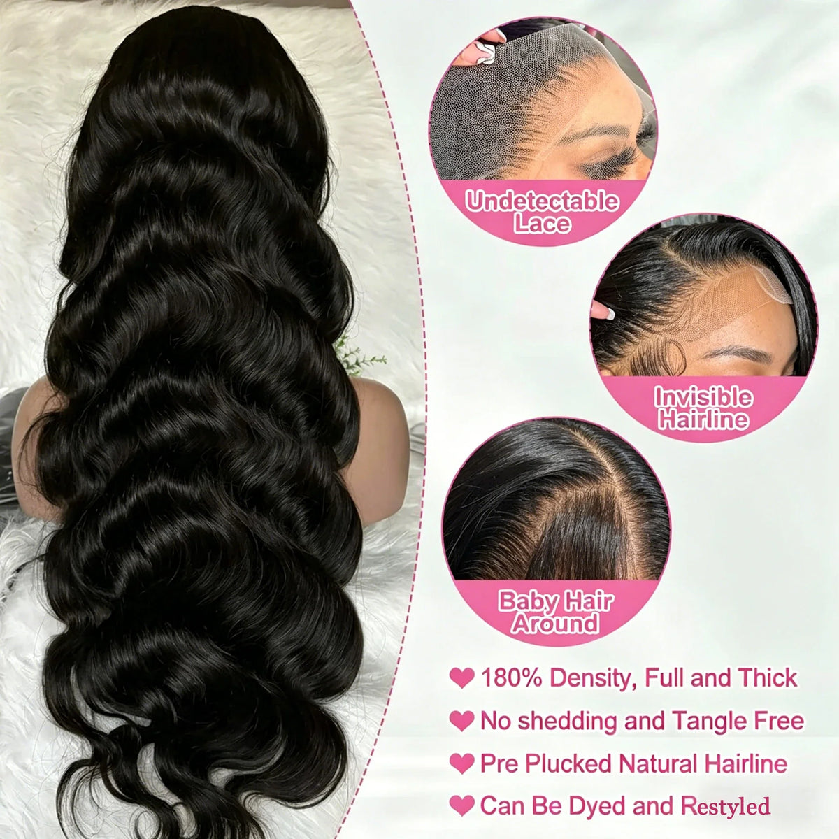 Perruque brésilienne naturelle ondulée en cheveux humains vierges avec dentelle frontale HD 360, 13x4, 13x6, 5x5, densité 180% 200%, 16-40 pouces, nœuds pré-décolorés