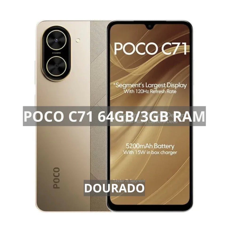 Poco C71 4G 64GB+3GB RAM, Processador UNISOC T7250, Câmera 32 MP, Versão Global , Bateria 5200mAh ﻿ ﻿