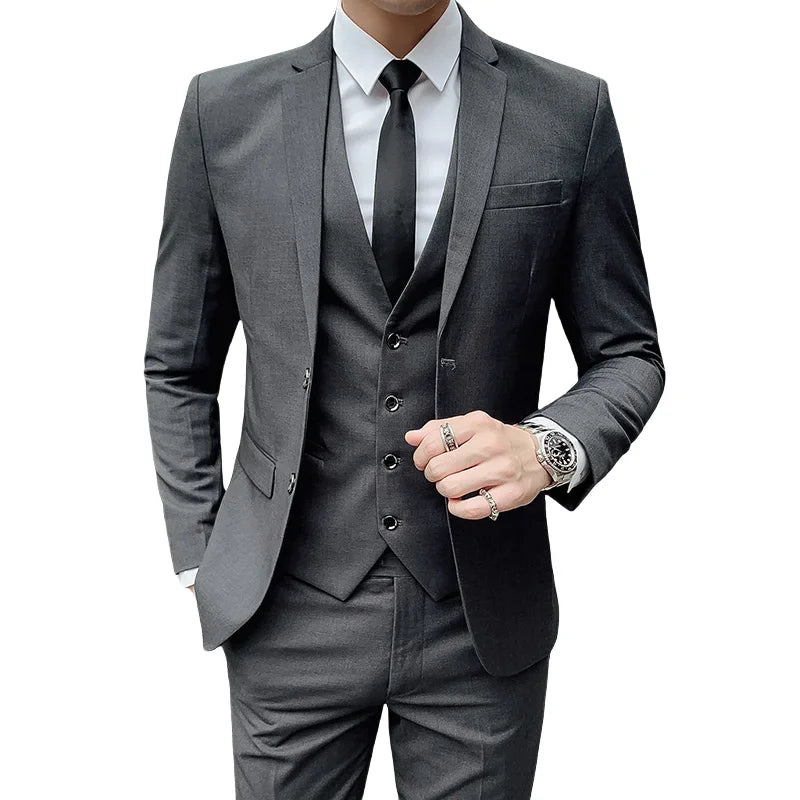 Mens Business Suit Set Blazer (Gray)-0