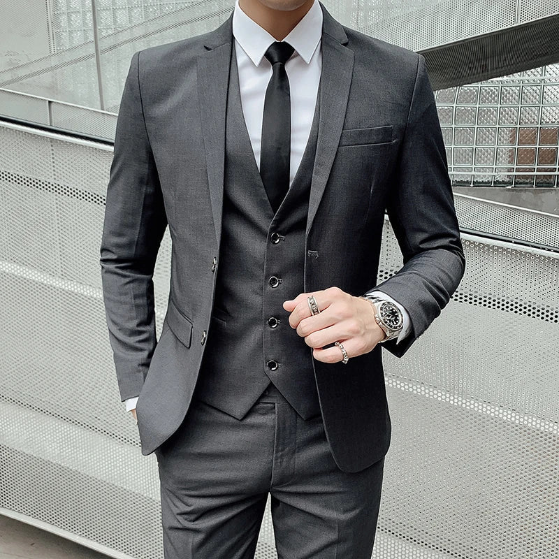 Mens Business Suit Set Blazer (Gray)-1