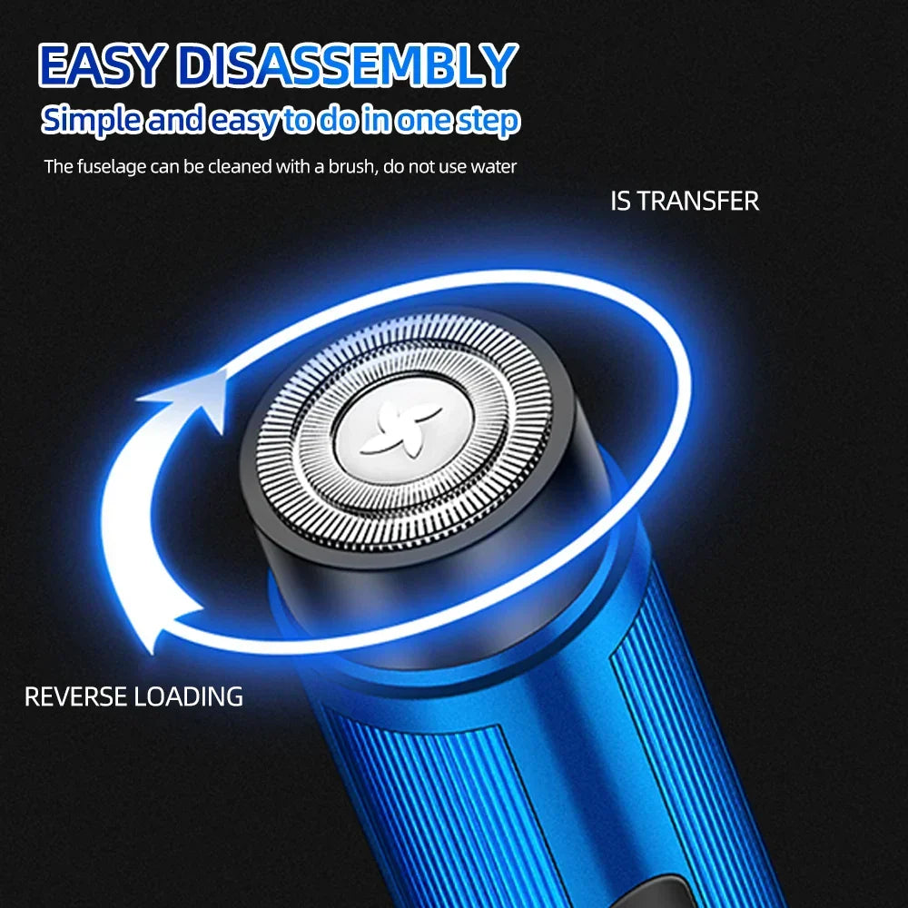 Mini rasoir électrique portable avec écran LED bleu