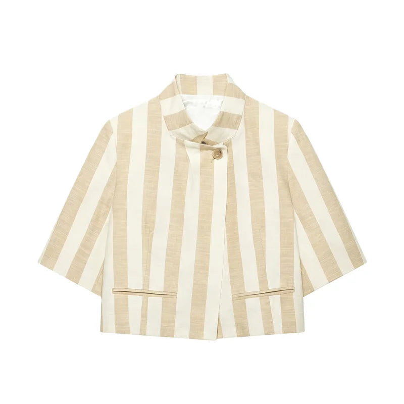 Wanderlust Striped Cropped Blazer