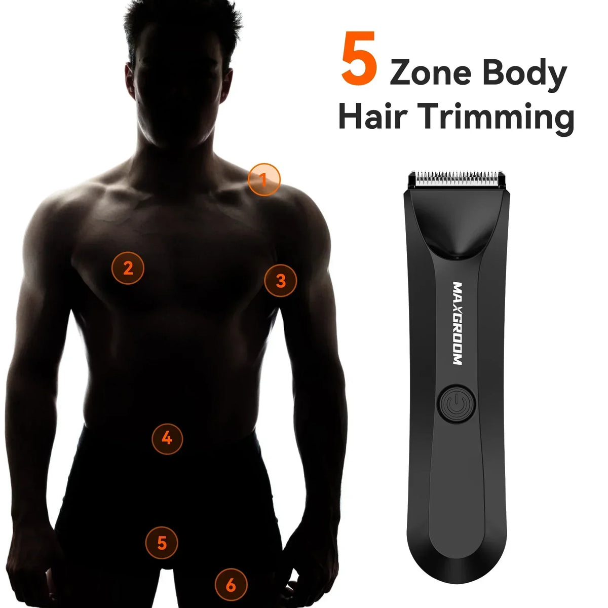 Tondeuse corporelle pour hommes, lame en céramique remplaçable, noire