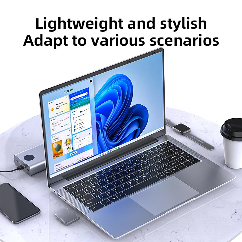 Ordinateur portable Xiaman avec écran HD de 14,1 pouces, Windows 11 Pro, Intel Atom A3950, ordinateur portable léger pour le bureau et les études
