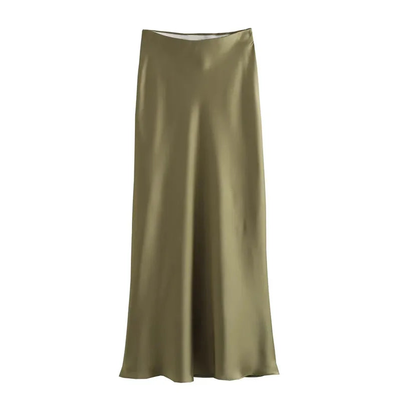 Refined Silk Midi Skirt