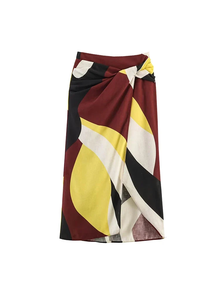 Vibrant Geometric Midi Skirt
