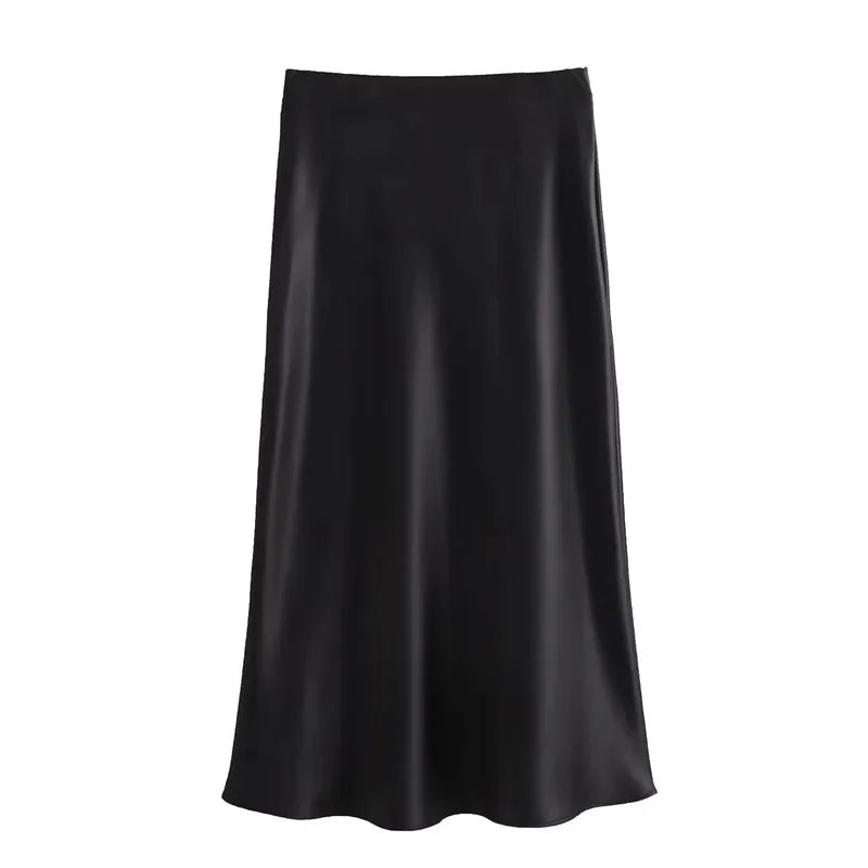 Refined Silk Midi Skirt