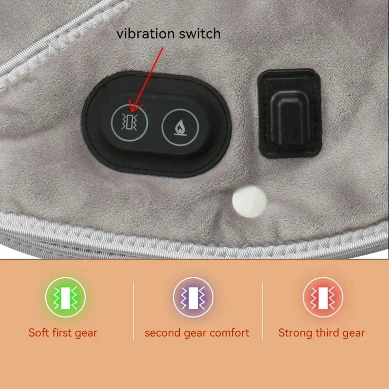 Appareil de massage électrique cervical et dorsal vibrant gris