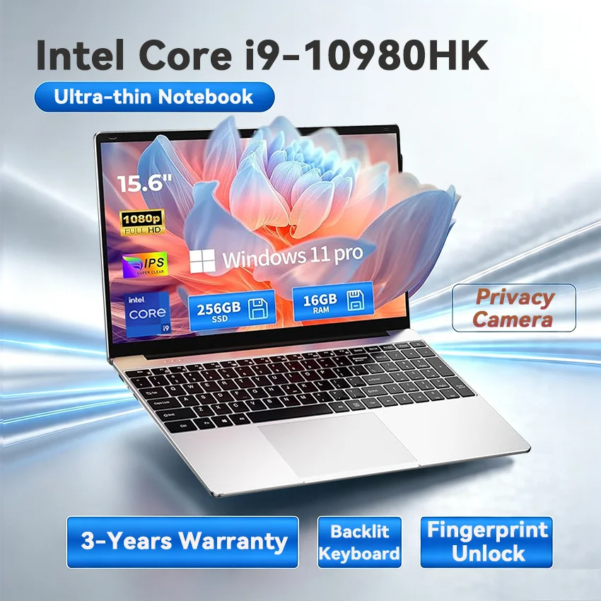 Novo Notebook Gamer e para Estudos 2026 com Intel i9-10980HK, Tela de 15.6 Polegadas, Teclado Retroiluminado e Leitor de Impressão Digital, Windows 11 e Office