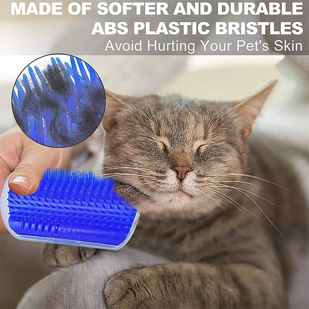 Brosse de Massage et Grattoir d'Angle pour Chat, Brosse d'Angle Amovible pour le Toilettage et l'Épilation des Chats et Chaton